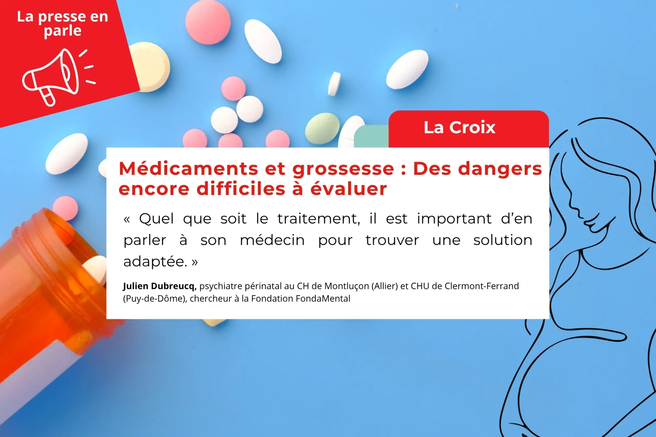 Vignette La presse en parle : La Croix | Médicaments et grossesse : Des dangers encore difficiles à évaluer